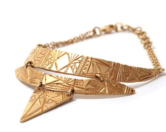 Gold Bracelet, Silver Statement Bracelet, Boho Bracelet, Silver Ethnic Bracelet, Triangle Bracelet, Gold Cuff Bracelet