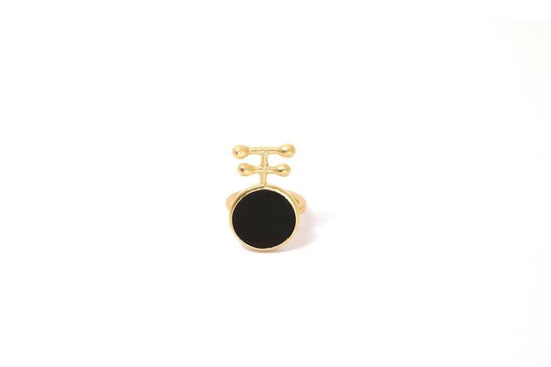 Big Onyx ring in gold handmade statement jewelry
