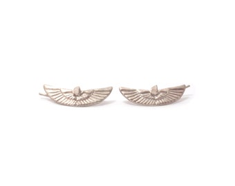 Sterling Silver Wing Earrings, Egyptian Style Climber Crawlers