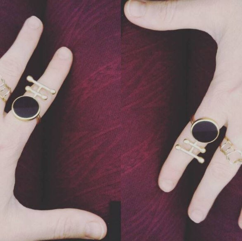 Big Onyx ring in gold handmade statement jewelry