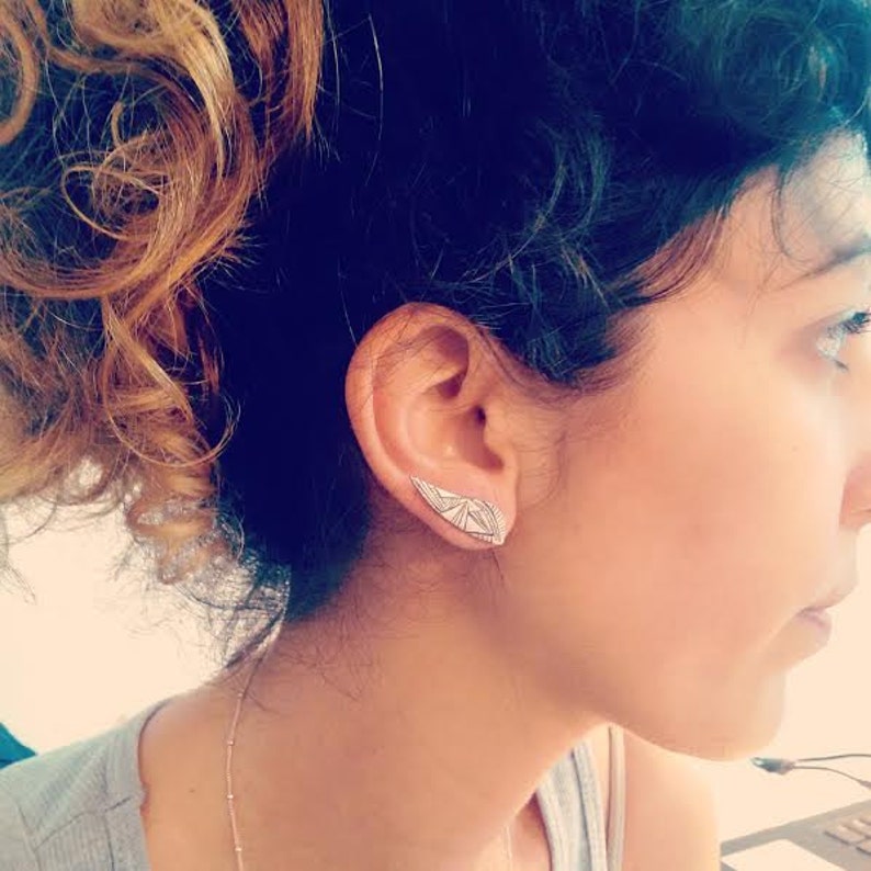 14K Gold Ear Cuff Solid Gold Stud Earrings 18K Gold Ear Etsy