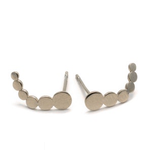 Silver Ear Crawler, Ear Cuff Earrings, Ear Climber Earrings Silver, Dot Studs, Curve Cartilage, Silver Dainty Earrings, Small Silver Earring