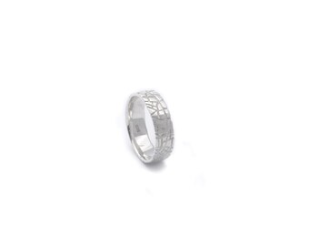 Handcrafted Sterling Silver Patterned Ring, Mens Wedding Band