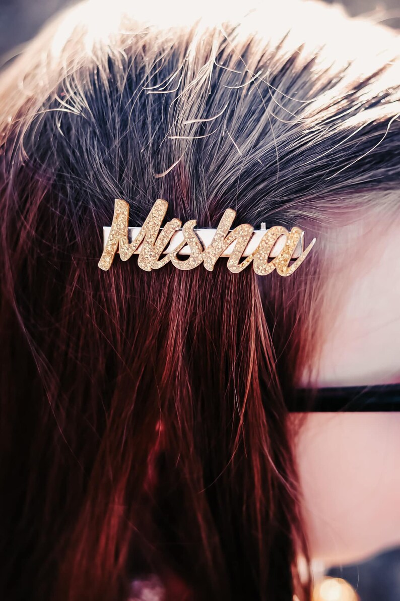 Gold Hair Clip Girls Name Hair Clips Hair Barrettes Etsy