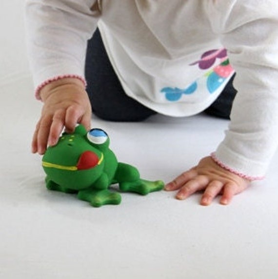 Natural Rubber Frog Small Bath & Teether Toy Baby Toy 24 Months
