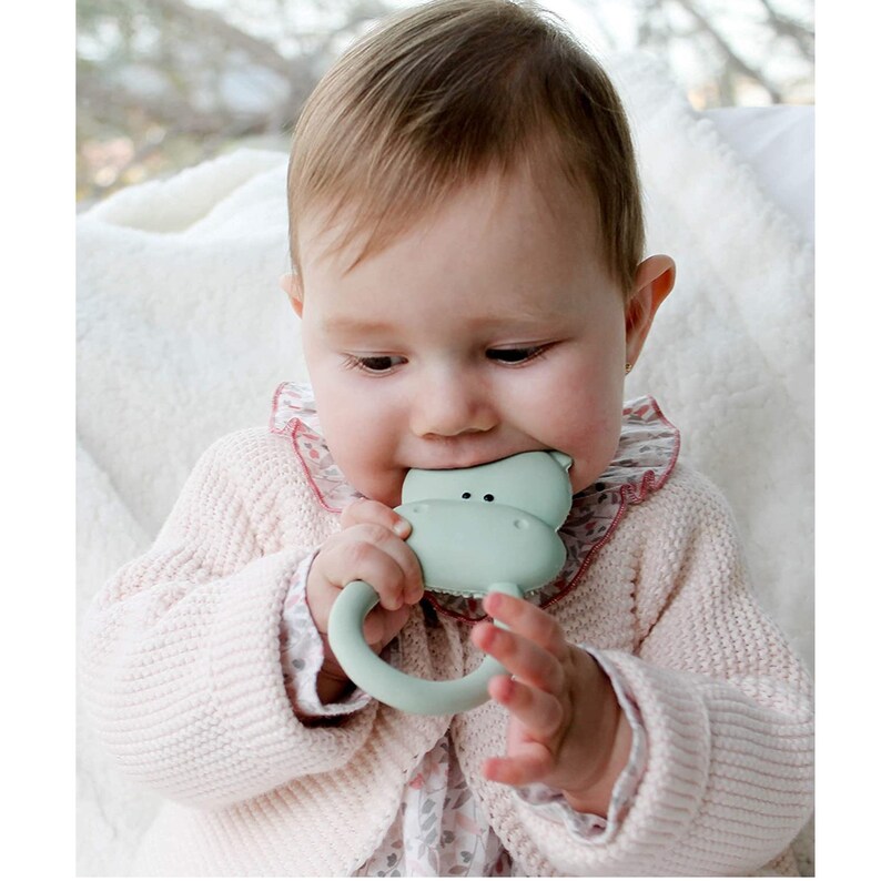 Natural rubber teething toy Hippo 0 months Etsy