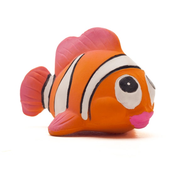 Natural Rubber Orange Nemo Fish Bath & Teether Toy Baby Toy New
