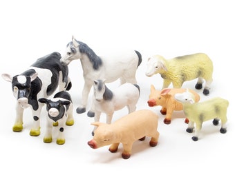 Lot de 12 animaux de ferme réalistes - Collection mini animaux de la ferme  - Animaux de grange en plastique - Animaux - Modèle miniature - Décoration  de fête - Jouet éducatif : : Jouets