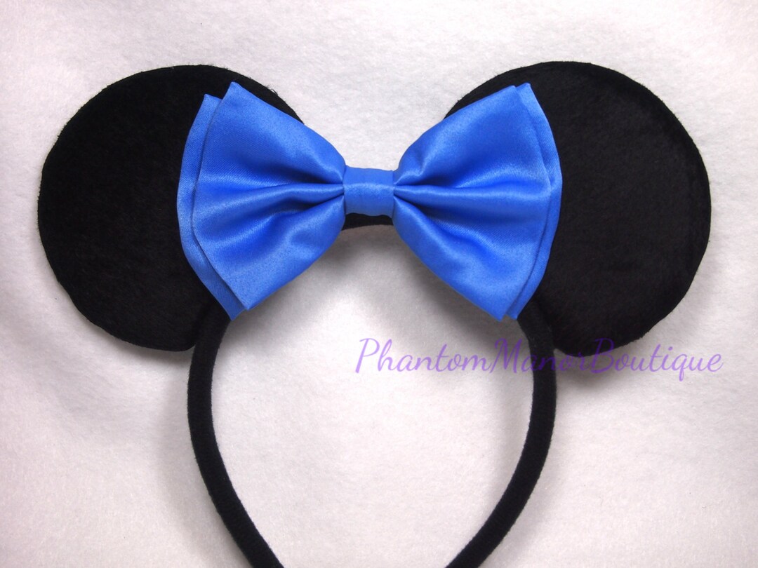Minnie Mouse Ears Cornflower Blue Bow Headband Wedding Etsy