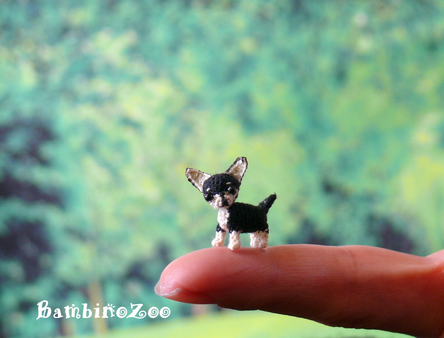 Mini Amigurumi Chihuahua Dog Black White Comes With Free Etsy