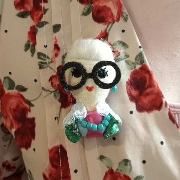 Iris Apfel Textile Brooch