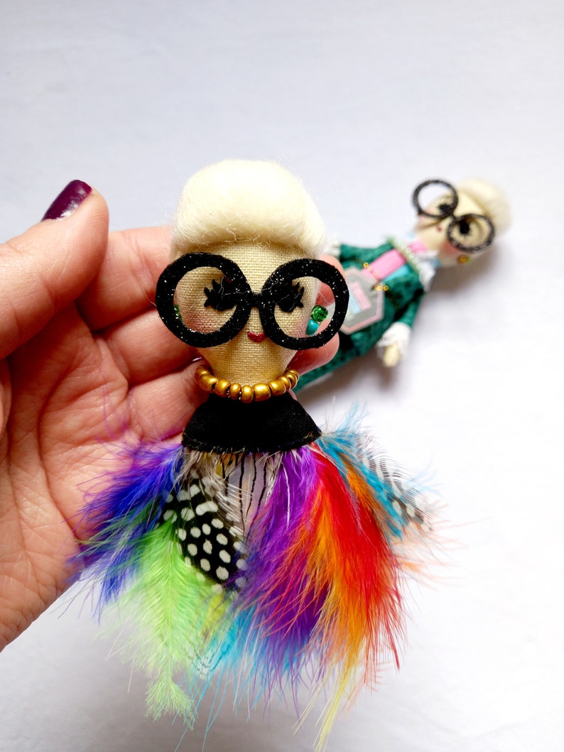 Iris Apfel Textile Brooch. 