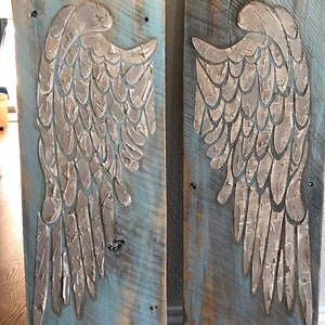 Large Distressed Wood Angel Wings Wall Decor: Recycled Cedar Sign