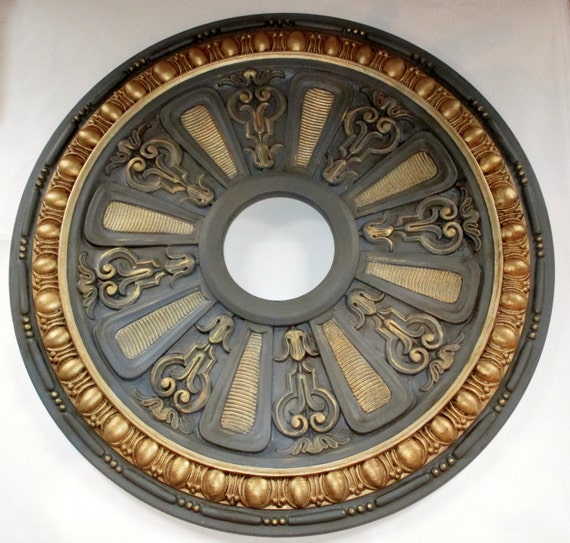 Ceiling Medallion Hand Painted Ceiling Medallion Painted Ceiling Medallion Chandelier Medallion Gold Ceiling Fixture Ornate Medallion