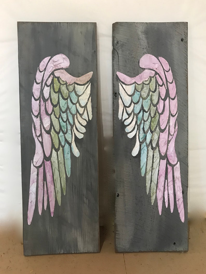 Angel Wing Wall Decor Wings Large Art Wood Recycled Distressed Sign