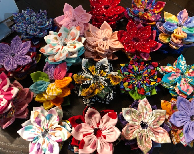 Fabric Flowers LOT of 6 Fabric Flowers Handsewn Fabric Etsy