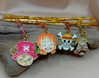 Bookmark with Swarovski crystals and charms inspired by One Piece.