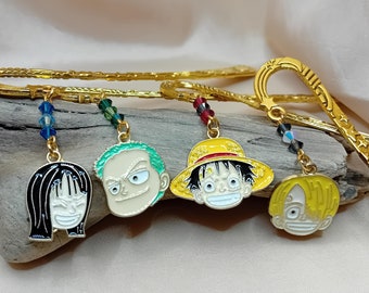 Bookmark with Swarovski crystals and charms inspired by One Piece.