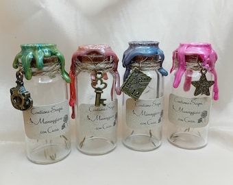 "Contains Dreams, Handle with Care" Bottle. Dandelion Bottle. Potions Bottle 5.5cm. Witch Bottle.