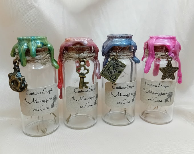 Bottle "Contains Dreams, Handle with Care." Bottle shower heads. Dandelion bottle. Potions bottle 5.5 cm. Witch bottle.