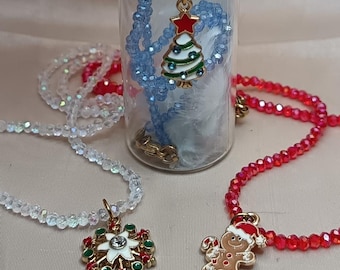 Christmas necklace with crystals.