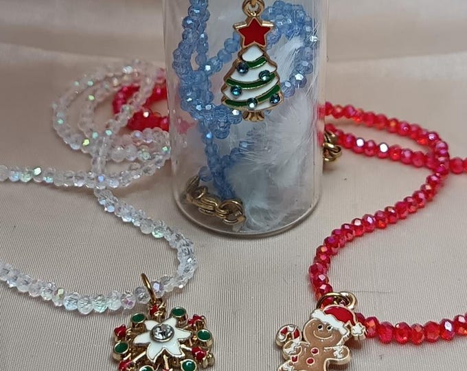 Christmas necklace with crystals.