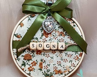 Fabric painting with wooden frame "Sogna".