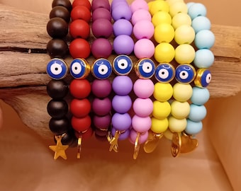 Greek eye beaded bracelet. Lucky charm bracelet. Nazir bracelet. Evil eye bracelet.