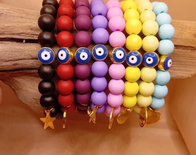 Greek eye beaded bracelet. Lucky charm bracelet. Nazir bracelet. Evil eye bracelet.