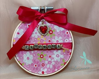 Fabric picture with wooden frame "Flower".