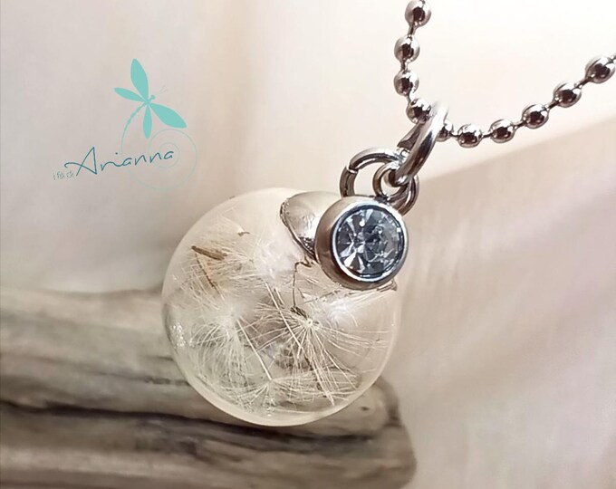 Dandelion Glass Ball Necklace. Dandelion Necklace. Dandelion Head Necklace. Terrarium Necklace. Make a Wish!