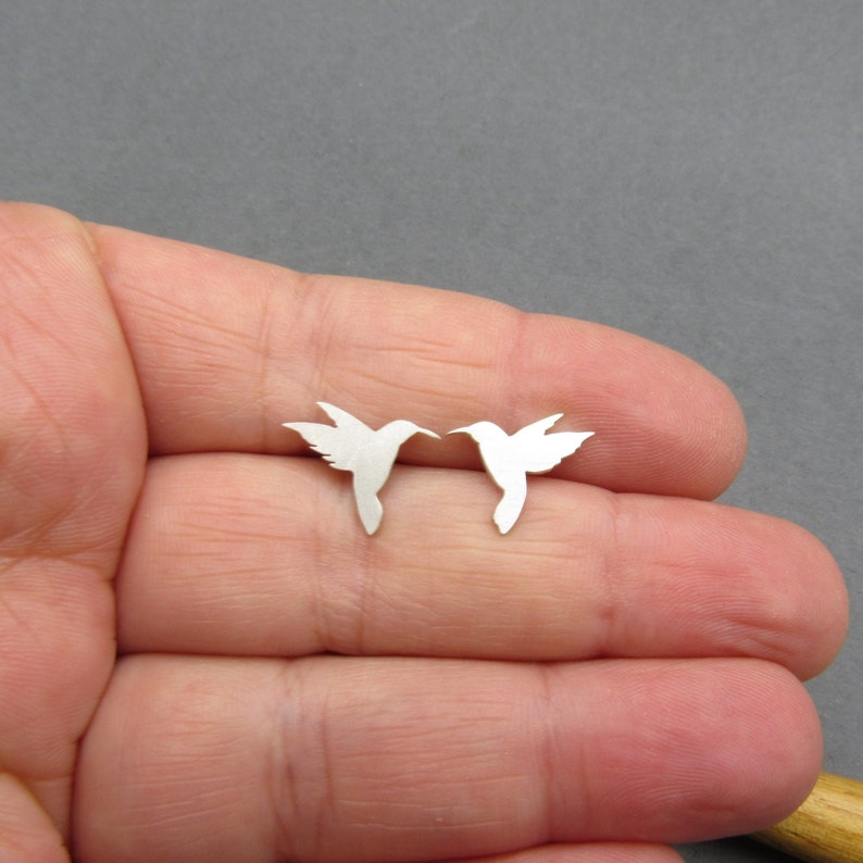 Puces d'oreilles en argent Colibri image 3