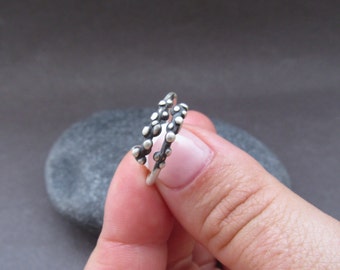 Dots Ring, Dainty Dot Ring, Chunky Silver Ring, Delicate Silver Ring