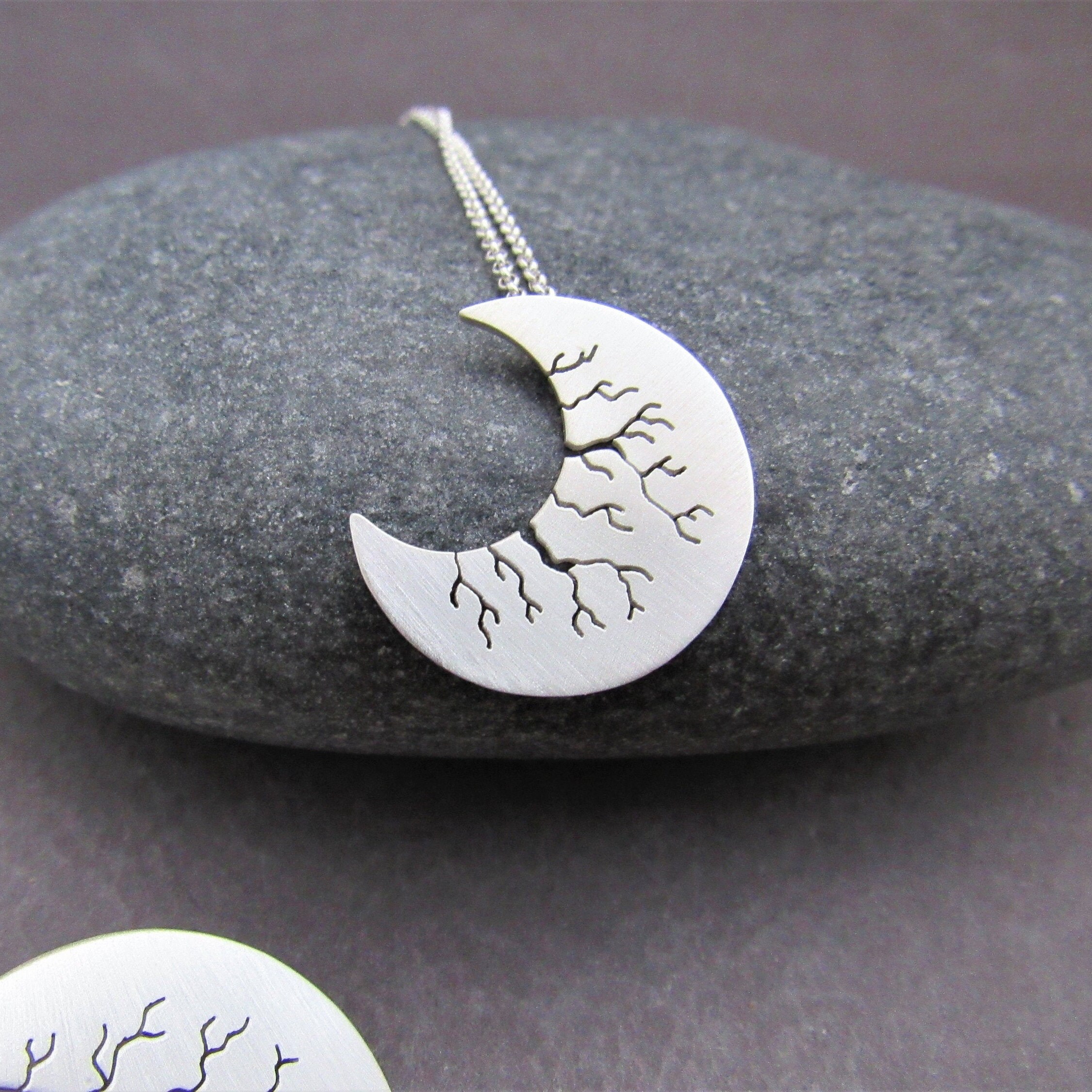 Sterling Silver Crescent Moon Necklace - Etsy