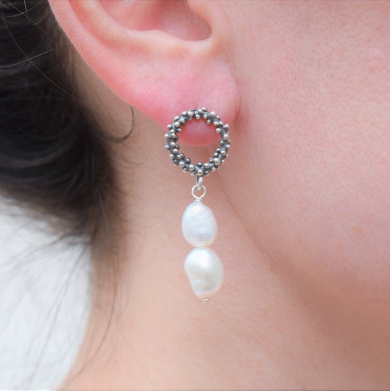 The Aarushi Silver Pearl Earrings- Buy authentic Temple Jewellery Online —  KO Jewellery