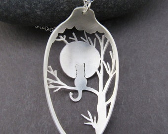 Collana Cat Moon: gioielli in argento, catena in argento sterling
