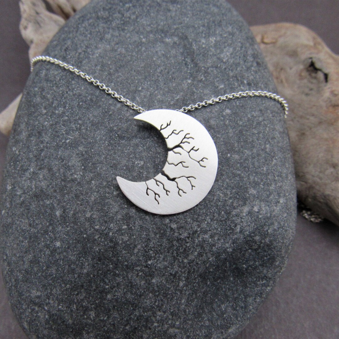 Sterling Silver Crescent Moon Necklace - Etsy