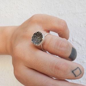 Granulated Sterling Silver Ring: Contemporary Promise Ring