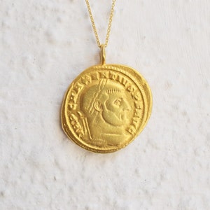 Roman Gold Coin Necklace, Layering Necklace