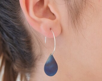 Royal Blue Titanium Hoops Earrings