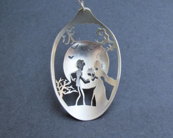 Collier de mariée cadavre de Tim Burton, collier cuillère pour femme, mariage de mariée cadavre, argenterie, cadeau pour elle, bijoux upcycle