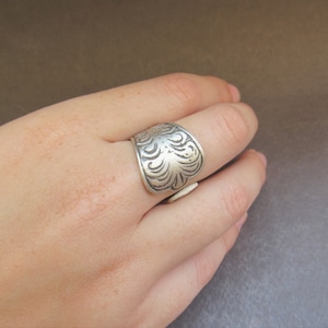Engraved Silver Spoon Ring, Spoon Ring, Vintage Ring