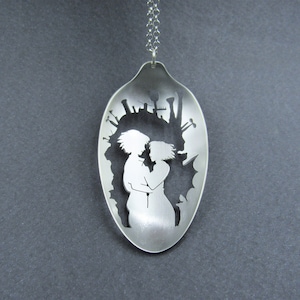 Howl&#39;s Moving Castle Necklace, Anime Jewelry, Studio Ghibli Jewellery, Love Story Gift, Silverware Jewellery, Anime Gifts for Girls