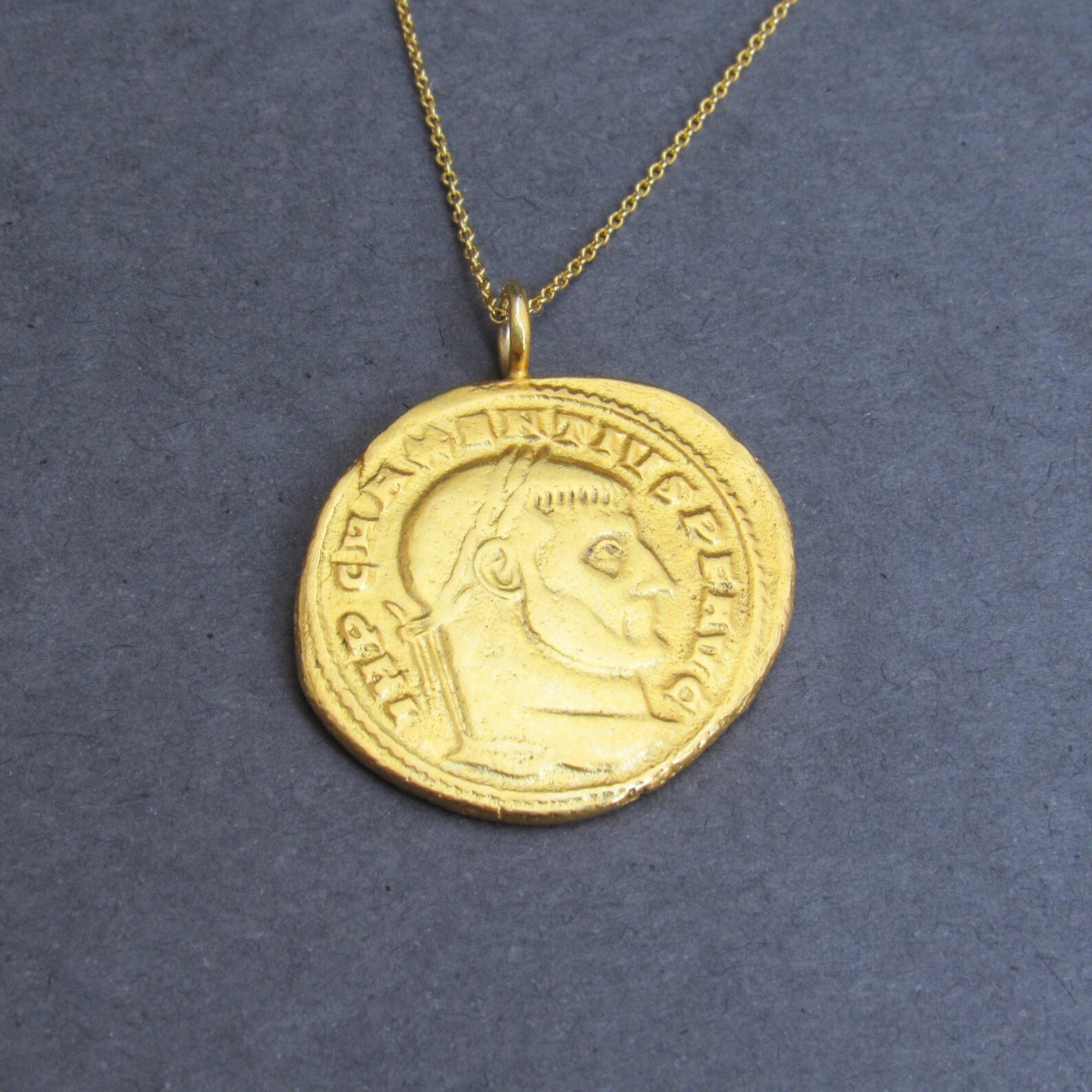 Gold roman coin necklace Outlet