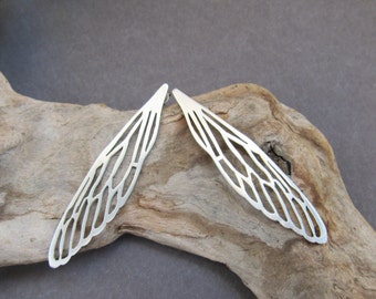 Silver Dragonfly Earrings, Angel Wing Earrings