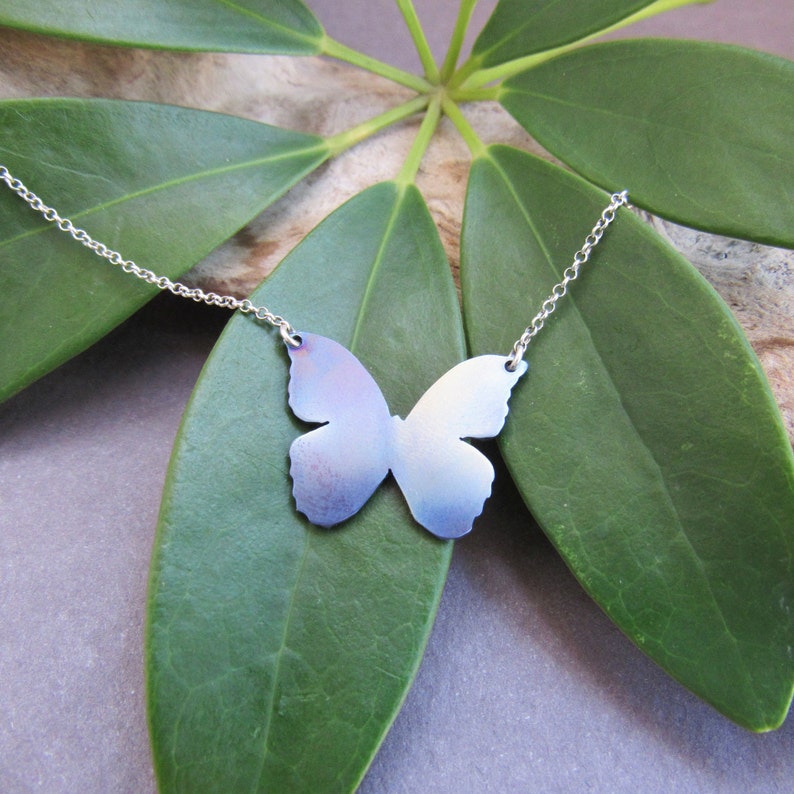 Blue Butterfly Necklace. Hand Cut Necklace Etsy