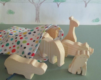 Wooden African animals - Wooden animal toys - Wood animals - Birthday gift for child