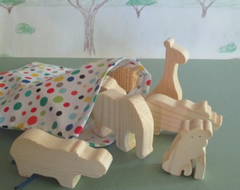 Wooden African animals toys - Wood animals - Birthday gift for child - Christmas gift