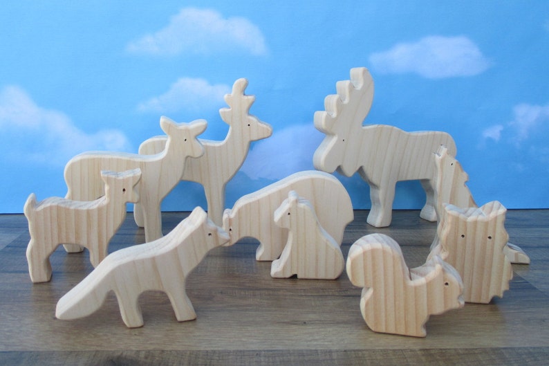 Wooden forest animals Wooden animal toys Wood toy animals Birthday gift for child image 8