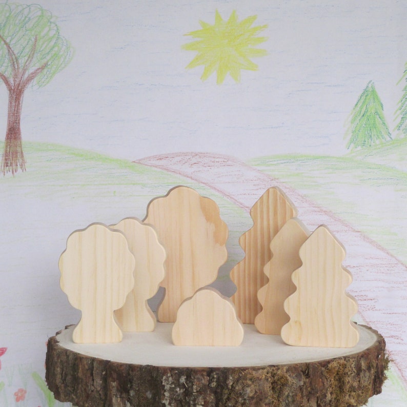 Wooden toy trees, Unfinished wooden toys, Birthday gift for kids, Childs toy image 6